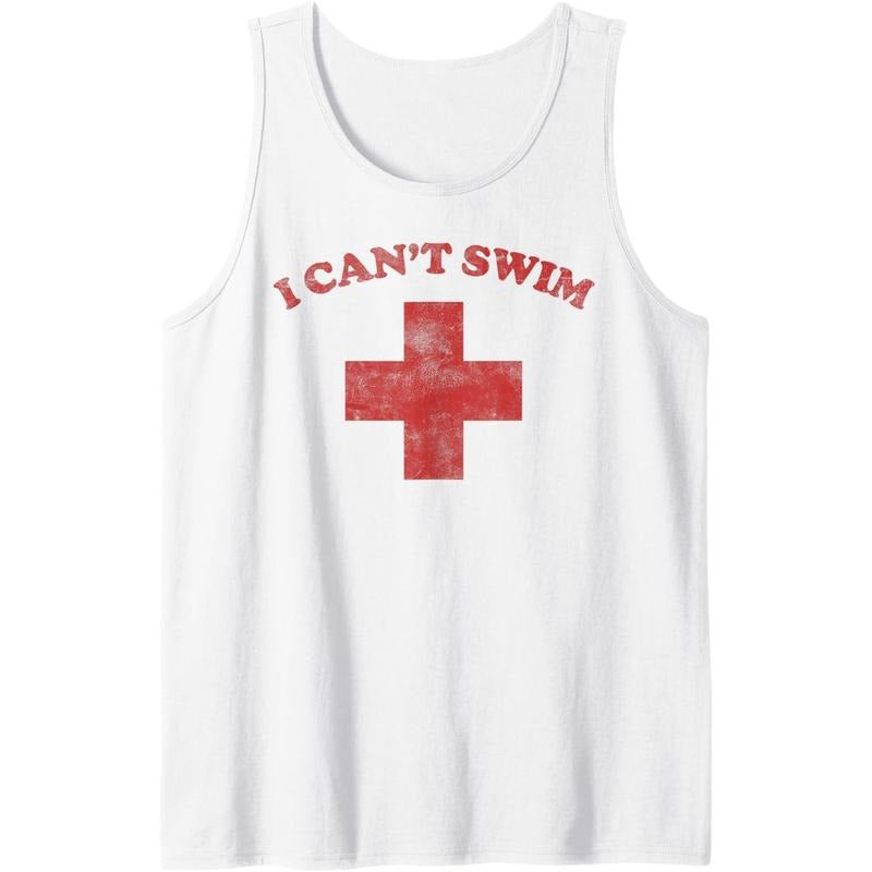 Summer Humor Funny Pool Lifeguard Tshirt I Cant Swim Tank Top made in usa