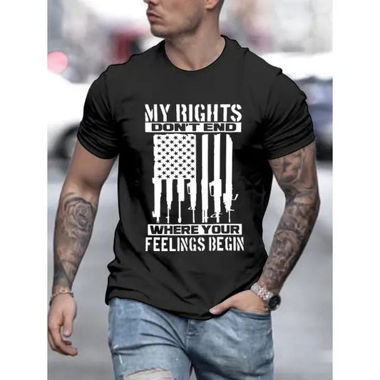American flag print, men's crew neck short sleeve, simple style T-shirt Fashion regular version T-shirt, casual comfortable and breathable top Spring/ Summer Vacation leisure vacation menswear as a gift Made in USA