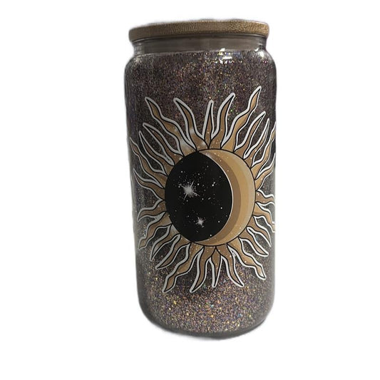 Sun and Moon 16 oz glass snow globe Tumbler