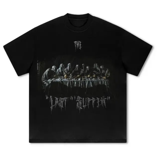 Surreal Dark Last Supper Design Graphics T-Shirt, Sweatshirt, Hoodie Size S- 3XL,Gift For Women Top Womenswear Underwear Humen, Underwear Tshirt Lady Streetwear Human Shortsleeve Shoe Comfort Summer