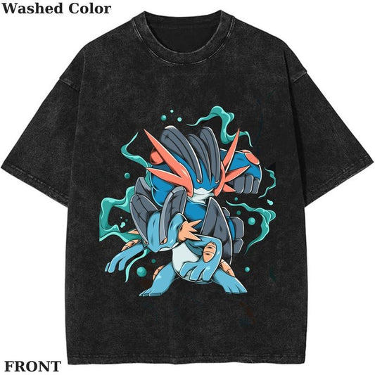 Swampert Pokemon Illustration Graphic T-Shirt, Pokemon T-Shirt, PKM Shirt, Anime Funny Shirt, Vintage Tee Streetwear Shortsleeve Printed Womenswear