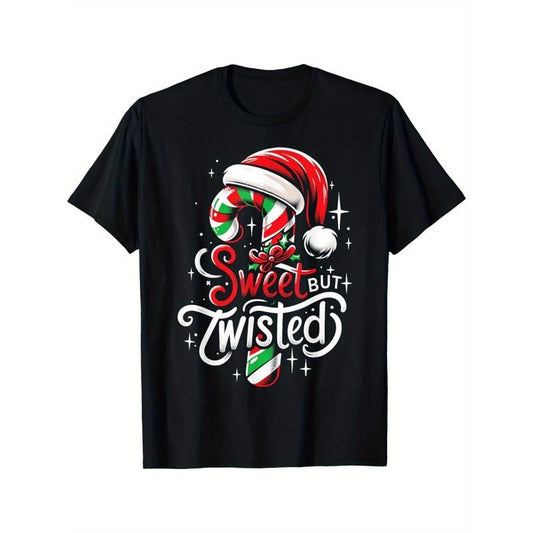 Sweet but twisted candy cane Christmas humor men's t-shirt made in usa