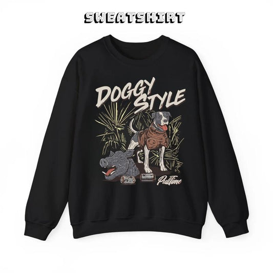 Pull-Time Doggy T-shirt Gear for Hog Hunting Crewneck Sweatshirt/T-Shirt, For Men, For Women, Unisex Style, 100% Cotton, Pullover Crewneck Sweatshirt