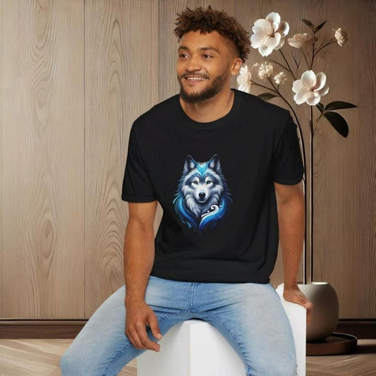 T-shirt with wolf in tie-dye style, unisex s T-shirt, tie-dye trend, trend T-shirt, T-shirt women, men, everyday life, gift ideas woman man .made in usa