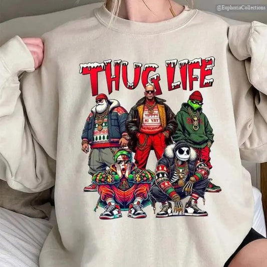 THUGLIFE Christmas Movies Sweatshirt, Hoodie & Tshirt, Perfect Holiday Noel Santa Gift , Global Trending Outfits