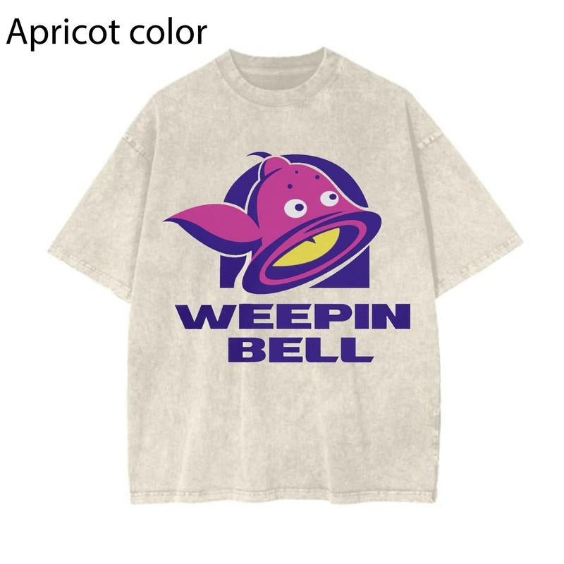 Taco Bell Weepin Bell Graphic Tee, Pokemon T-Shirt, PKM Shirt, Anime Funny Shirt, Vintage Tee Streetwear Shortsleeve Printed Womenswear Top Cotton