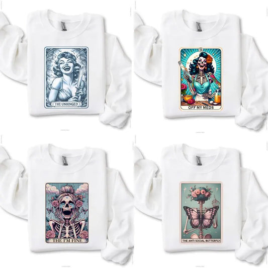 Tarot Card Mental Health Sweatshirt, Print is Sublimation, Unisex Cotton Sweatshirt, Funny Tee, Relaxed Fit, Top Womenswear