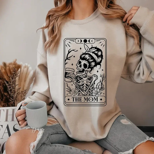Tarot Card The Mom Sweater, Skeleton Mom Sweatshirt, Tarot Card Sweatshirt, Skull Mom Hoodie, Halloween Mom Crewneck, Halloween Gift For Mom Hodie and Sweater, T-Shirt