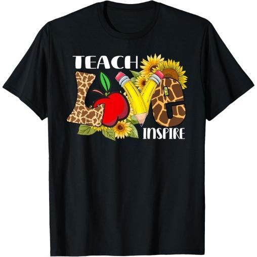 Teach Love Inspire Cute Sunflower T-Shirt Made in USA