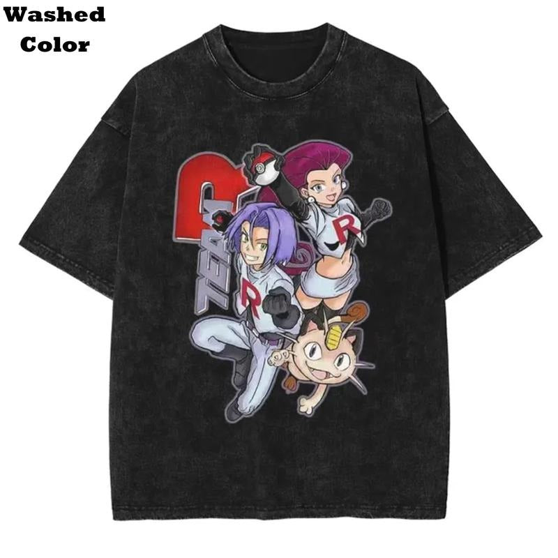 Team Rockett Vintage Graphic Tees, Unisex Anime Manga Shirt Top Gifts Men Women Streetwear
