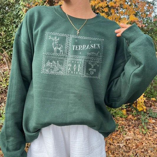 Terrasen Sweatshirt Throne Of Glass Aelin Galathynius Shirt Rowan Whitethorn Men and Women's T-shirts, Crewnecks
