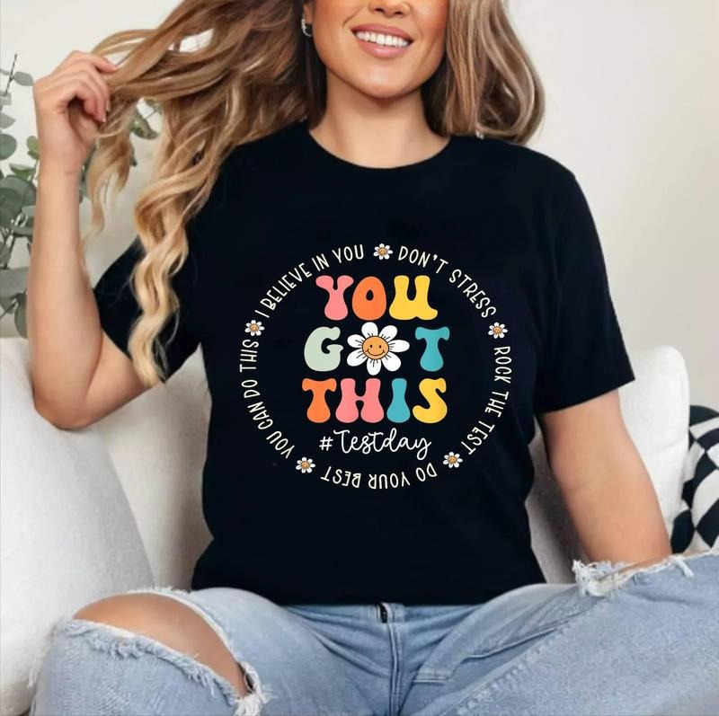 Test Day Rock The Test Teacher Testing Day You Got This T-Shirt | Tee For Men and Women, Unisex Cotton