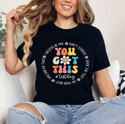 Test Day Rock The Test Teacher Testing Day You Got This T-Shirt | Tee For Men and Women, Unisex Cotton