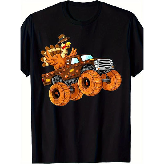 Thanksgiving Turkey Ride Monster Truck Men's T-shirt - 220g made in usa