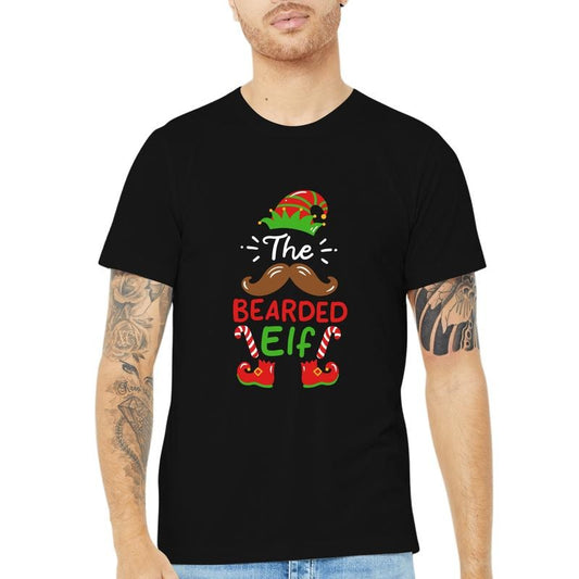 The Bearded Elf: A Stylish Mascot on a Man's Black T-Shirt, Breathable, Moisture-Wicking, Quick-Drying, Soft Fabric, Casual Wear for Summer Outdoor Sports, Gift Idea, Men's Clothing made in usa