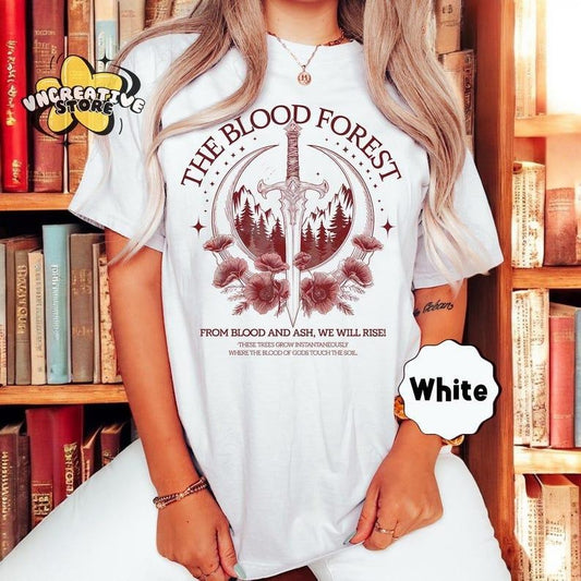 The Blood Forest Shirt, from blood and ash, Poppy Casteel Shirt, Poppy Castle Da'Neer, Flesh and Fire, FBAA Bookish Merch