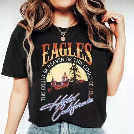 The E@gles Hotel Calfornia Tour T-Shirt Band Concert Vintage 2023 Rock Music Shirt Cotton