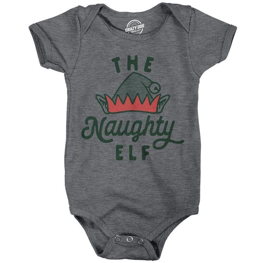The Naughty Elf Baby Bodysuit Funny Bad Behavior Xmas Elves Joke Jumper For Infants Funny Baby Onesies Christmas Onesie for Baby Funny Sarcastic Onesie Novelty Onesie Dark Grey