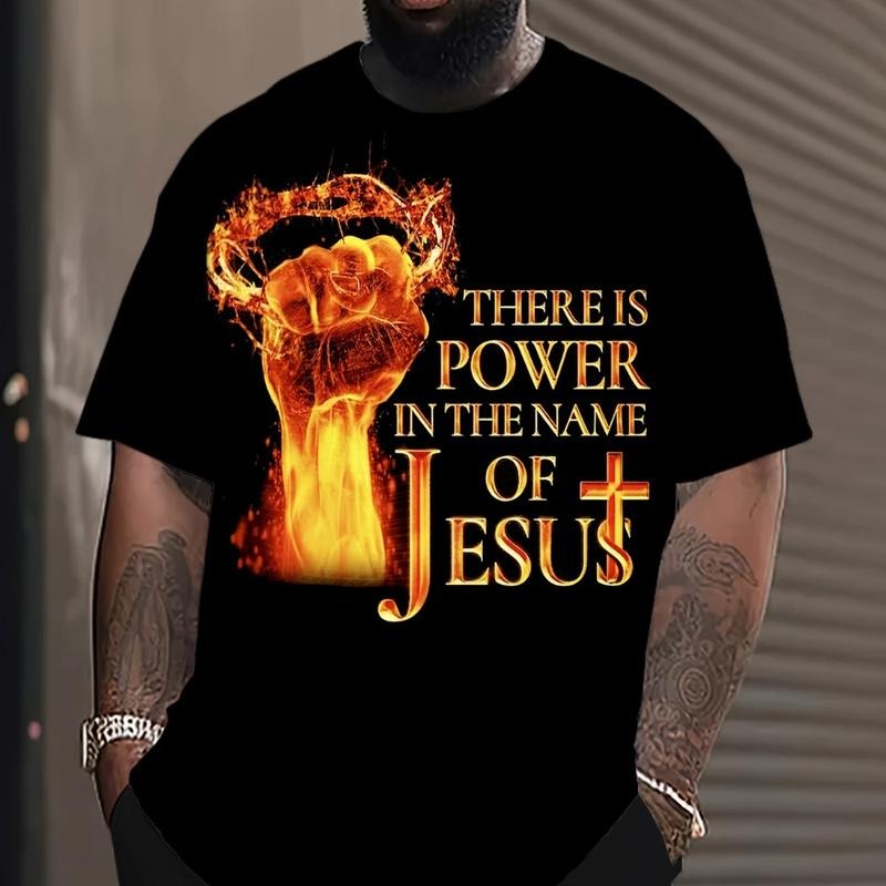 There Is Power In the Name of Jesus T-Shirt Casual Style Crew Neck Short Sleeve T-Shirt Tops Trendy for Unisex, Perfect Gift