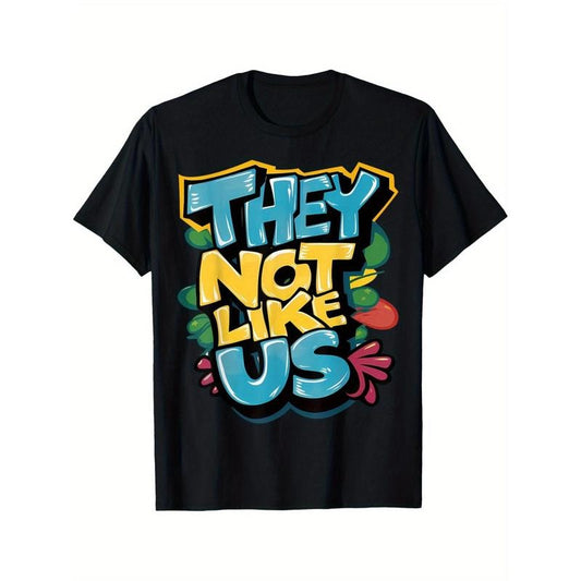 They Not Like Us" Men's Cotton T-Shirt - Comfortable, Casual Crew Neck Tee with Stretch, Machine Washable - Perfect for All Seasons, Sizes S to 3XL made in usa