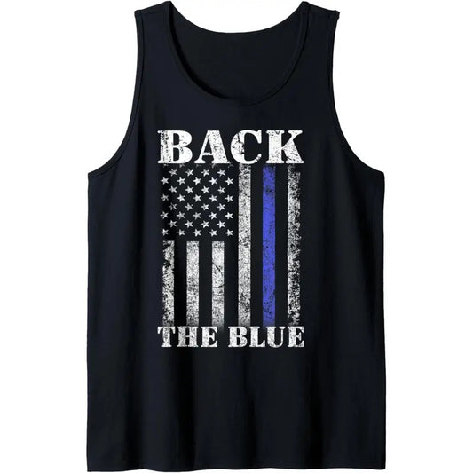 Thin Blue Line Back the Blue American Flag Police Support Tank Top made in USAstyle{n002}2