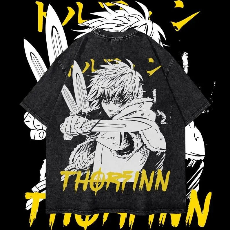 Thorfinn Heavy Oversized Dyenomite Mineral Wash T-Shirt Unisex Anime T-Shirt Streetwear & Gym Style