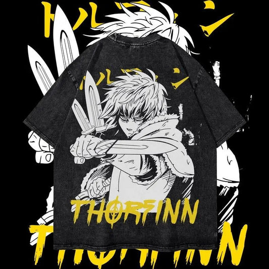 Thorfinn Heavy Oversized Dyenomite Mineral Wash T-Shirt Unisex Anime T-Shirt Streetwear & Gym Style