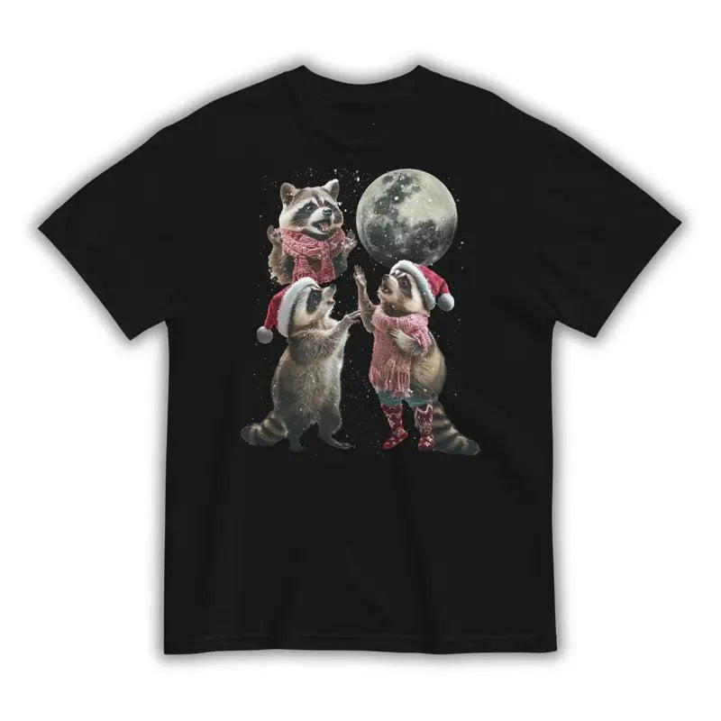 Three Raccoons Vintage Christmas Shirt, Retro Raccoon Moon Tshirt, Raccoon Lovers, Funny Raccoon Tee