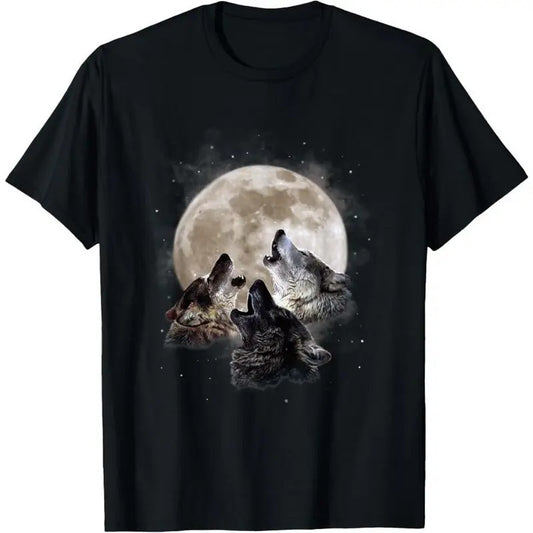 Three Wolves Howling at the Moon - Wolf Lover T-Shirt