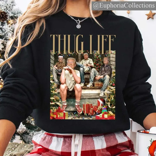 Thug Life #Trump Christmas Sweater, Hoodie, Tee, 2024 Political Merry Vibes Holiday Outfits , Global Trending Outfits
