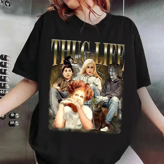 Thug Life Bad Witches Shirt, Halloween Shirt, Sanderson Sisters Tee, Retro Halloween Shirt, Unisex Short Sleeve Tee Top Womenswear