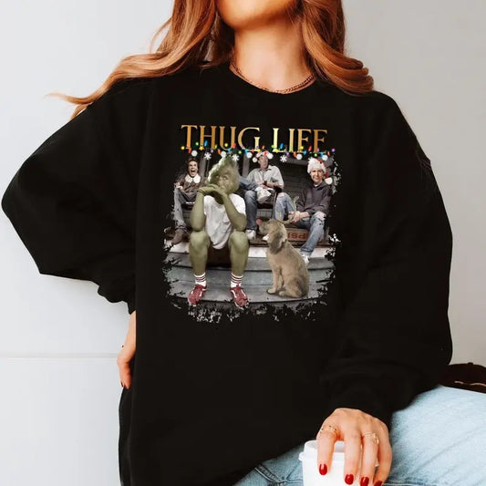 Thug Life Christmas Sweatshirt, Christmas Friends Shirt, Christmas Gifts Holiday Crewneck, Unisex Short Sleeve Tee