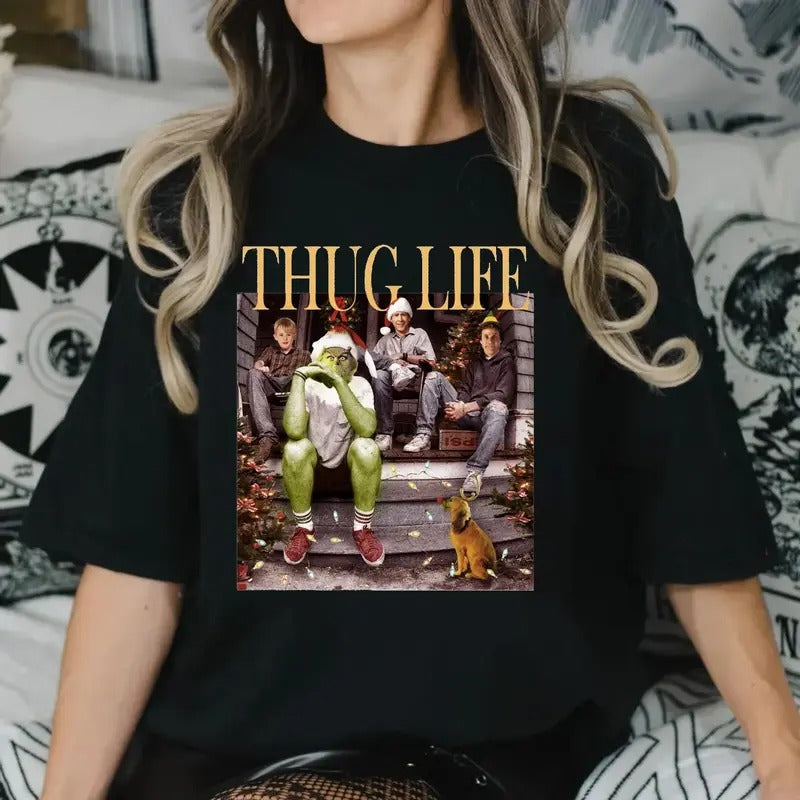 Thug Life Gr1nch Tshirt, Season Christmas Friends Tee, Spooky Babes Shirt, Coffee Lovers Gift, Unisex Short Sleeve Tee, Streetwear