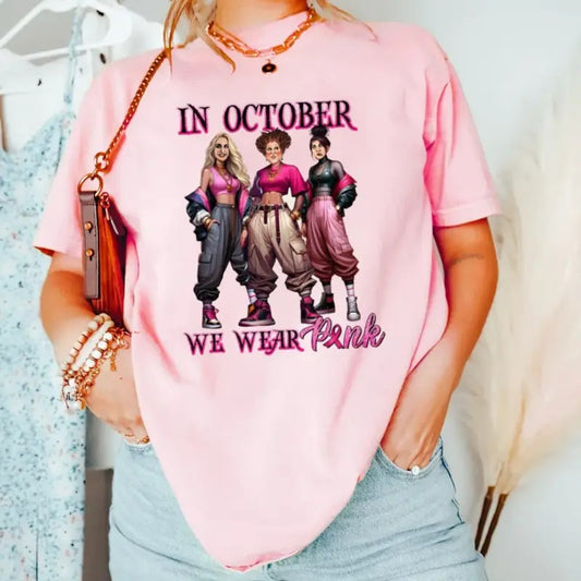 Thug Life Horror Movie Girl Shirt, Scary Halloween Tee, In October We Wear Pink Shirt, Halloween Tee, Unisex Short Sleeve Tee