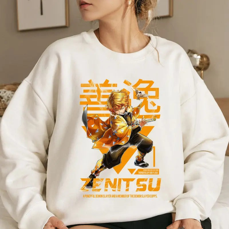 Thunder Breathing DM Characters Shirt Crewneck Hoodie, Anime Otaku Shirt Comfort Cotton