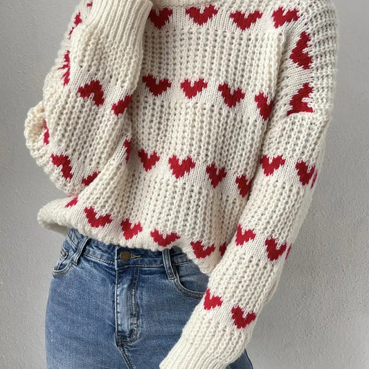 TikTokShopBacktoSchool Turtleneck Drop Shoulder Knit Sweater Long Sleeve Pullover Tops
