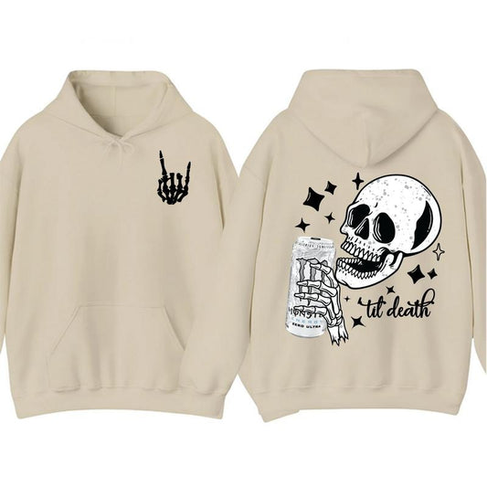 Til Death Monster Zero Ultra Long Sleeve Hoodie, Energy Drink Graphic Hoodies, Cotton Streetwear for Men and Women, Casual Thermal Aesthetic Top