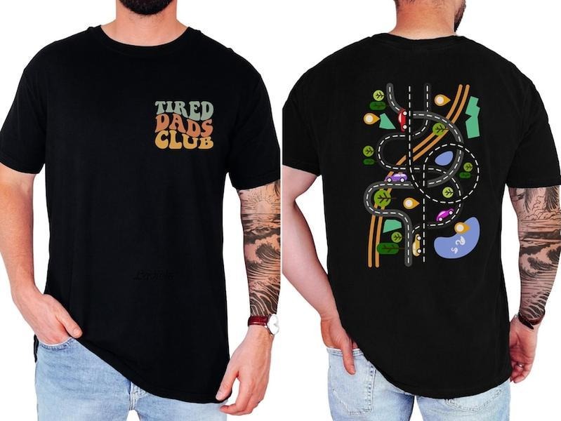 Tired Dads Club Shirt, Cute Tired Dads Club T-Shirt, Play Cars On Dad's Back sweatshirt, Mat Road Car Race Track Shirt, Father's Day Gift