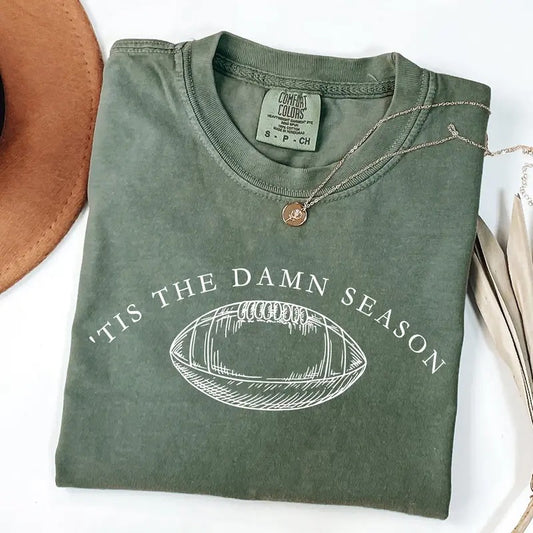 Tis The Damn Season, Football, Sports, Game Day, Big Game, Touchdown, Tailgate Party Tshirt, Women's Comfort Colors Tshirt, Graphic Tee