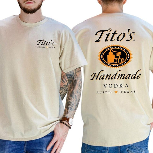 Tito's Handmade Vodka Shirt Soft Fabric Short Sleeve Shirt Cotton Top Menswear