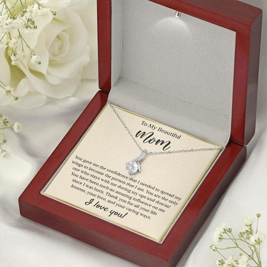 To My Beautiful Mom Necklace, Gift For Mom Necklace, Wedding Birthday Christmas Gift, Necklace With Message Card, Gift For Mama Mommy, Jewelry Box For Women, Necklace With Gift Box, Gifts For Birthday Mother's Day