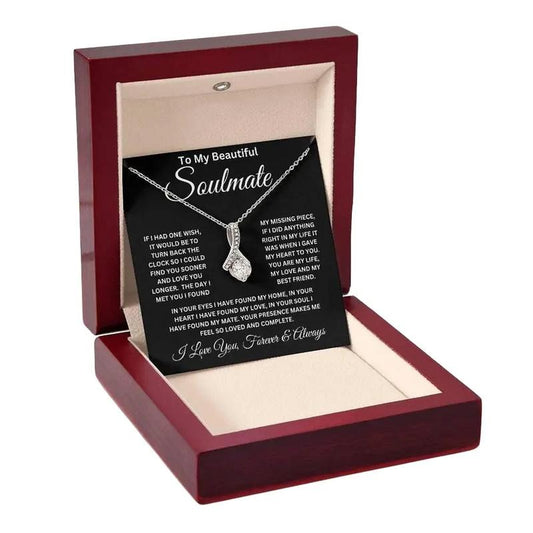 To My Beautiful Soulmate Necklace, Soulmate Gift For Girlfriend Wife, Anniversary Gift For Her, Girlfriend Birthday Gift, Love Necklace With Message Card, Necklace With Gift Box, Valentine Gifts, Jewelry Gift, Gifts For Valentines Day