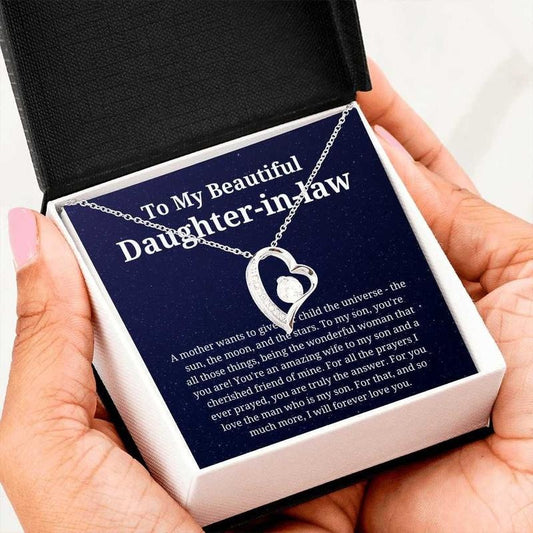 To My Daughter In Law Necklace, The Universe, Forever Love Necklace, Birthday Gift, Necklace With Message Card, Gift For Daughter In Law, Jewelry Gift Boxes, Necklace With Gift Box, Gifts For Birthday