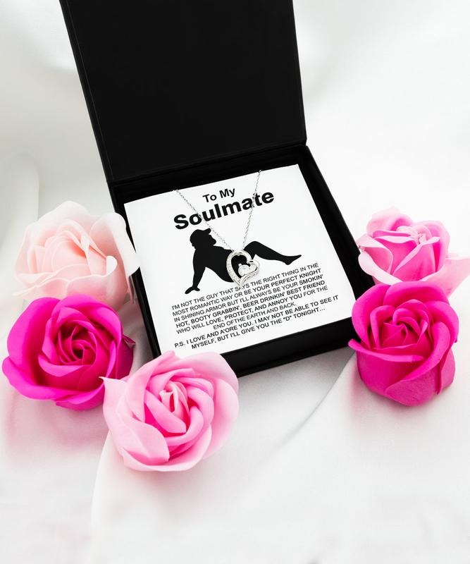 To My Soulmate Necklace, Gift For Wife, Girlfriend, Fiance, Anniversary Gift, Valentine's Day Necklace Gift, Soulmates Gift, Love Necklace With Message Card, Gift For Her, Necklace With Gift Box, Valentine Gifts, Jewelry Box, Gifts For Valentines Day