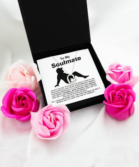 To My Soulmate Necklace, Gift For Wife, Girlfriend, Fiance, Anniversary Gift, Valentine's Day Necklace Gift, Soulmates Gift, Love Necklace With Message Card, Gift For Her, Necklace With Gift Box, Valentine Gifts, Jewelry Box, Gifts For Valentines Day