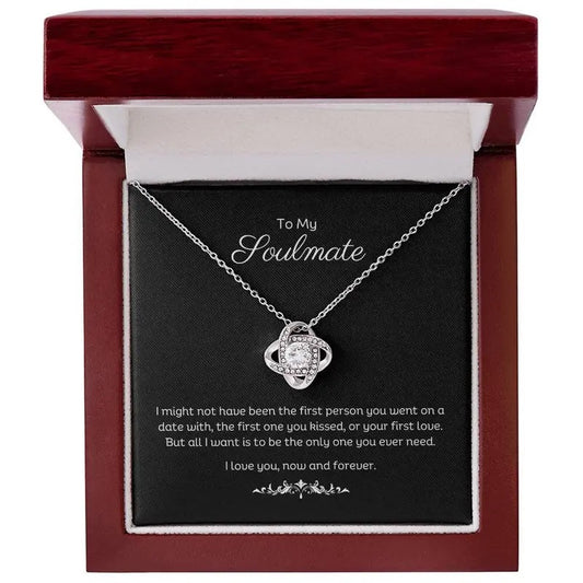 To My Soulmate, Love Knot Pendant Necklace, A Special Jewelry Gift for Her, Perfect for Girlfriend or Wife. A Thoughtful Gift from Him with Love-Infused Message Card, Presented in a Gift Box, Best Valentine's Day Gift Ideas.