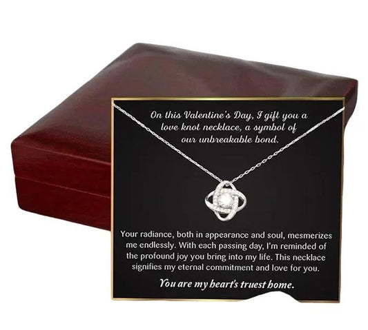 To My Soulmate, To My Girlfriend Necklace, Valentine's Love Knot Necklace, Necklace For Wife, Valentine's Day Gift, Love Necklace With Message Card, Gift For Women, Necklace With Gift Box, Valentine Gifts, Small Jewelry Box, Gifts For Valentines Day