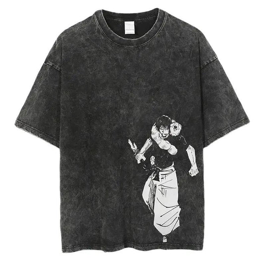 Toji Graphic T-shirt, Adult Manga Anime Character Graphic T-shirt, Vintage Washed JJK Shirt, Anime Gift, Anime Shirt Cotton Menswear