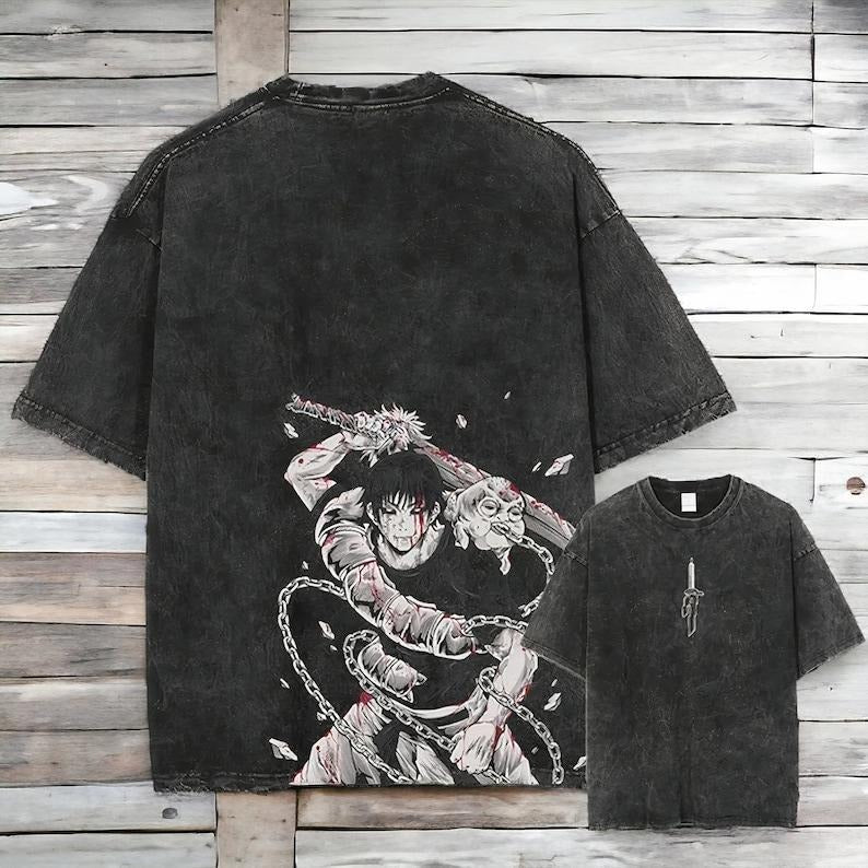 Toji Graphic T-shirt, Adult Manga Anime Character Graphic Vintage Washed T-shirt, Anime Gift, Anime T-shirt