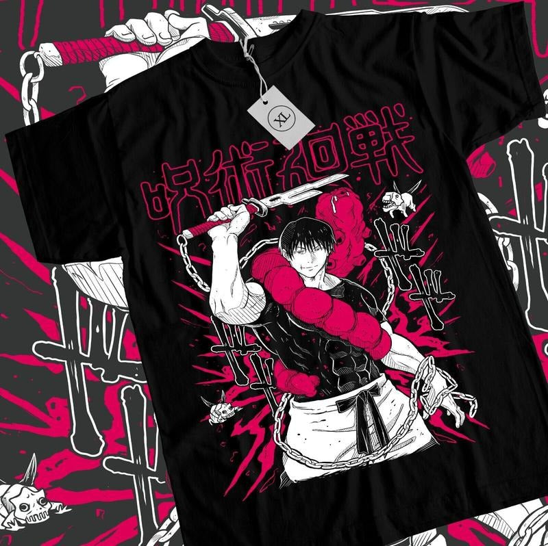 Toji T-Shirt S-4XL Jujutsu Kaisen Fushiguro Anime Horror Black Short Sleeve Tshirt S-4XL
